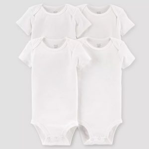 Carter’s 4-Pack Short Sleeve Bodysuits (100% Cotton)