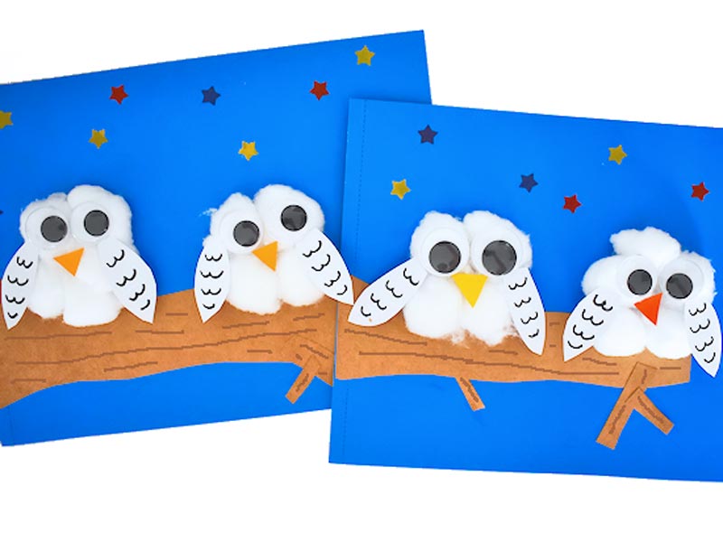 Cotton Ball Owls