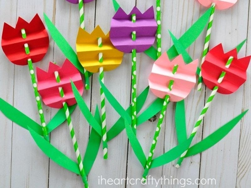 Paper Straw Tulips