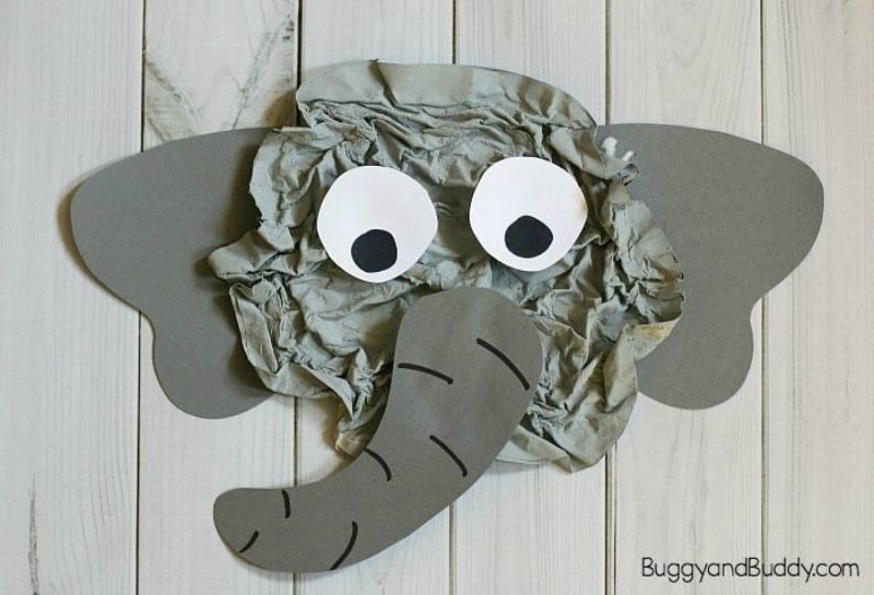 Crumpled Newspaper Elephant Craft 