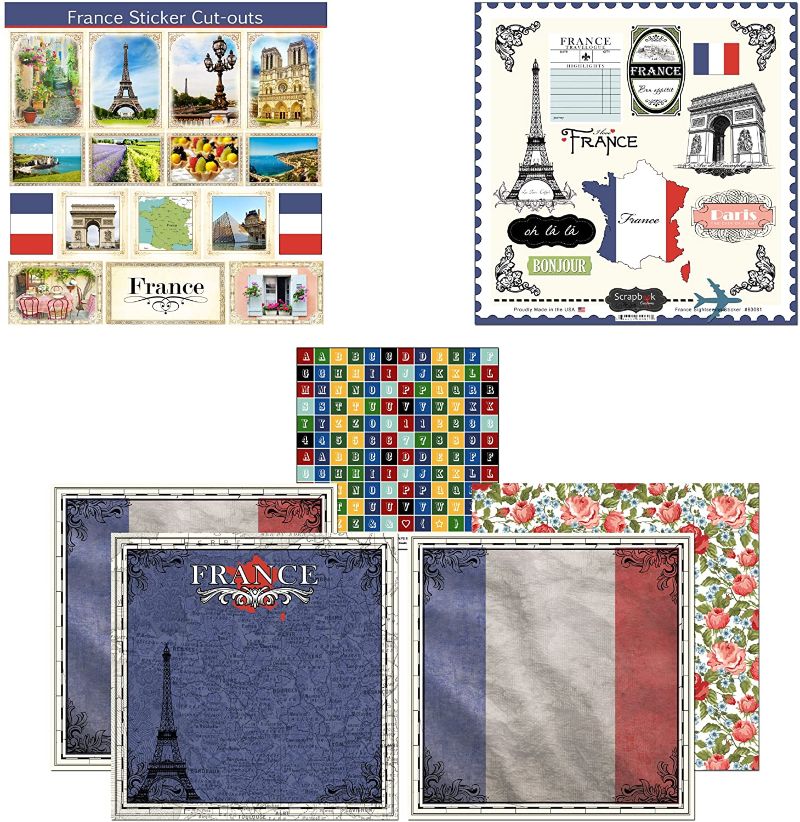 France Themed Scrapbook Kit