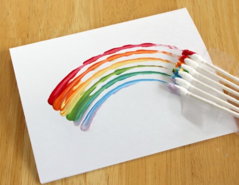 Q-tip Rainbow Painting