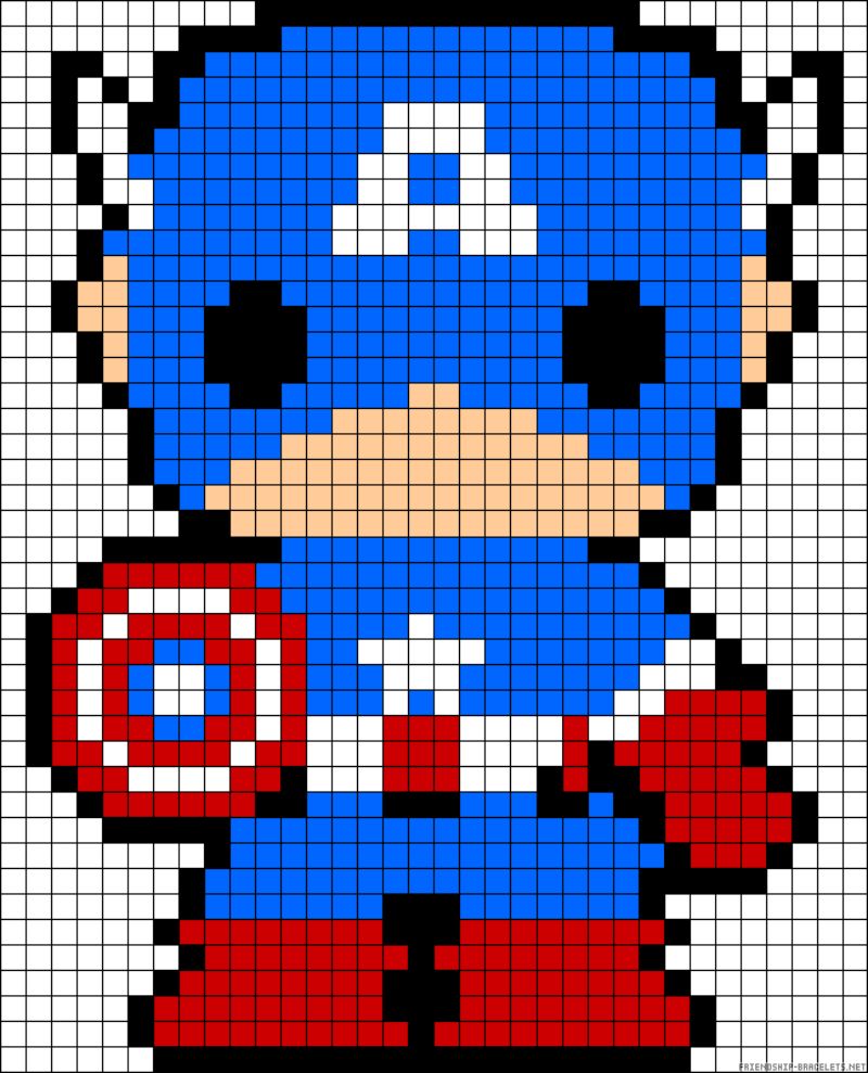 Captain America Perler Bead Pattern