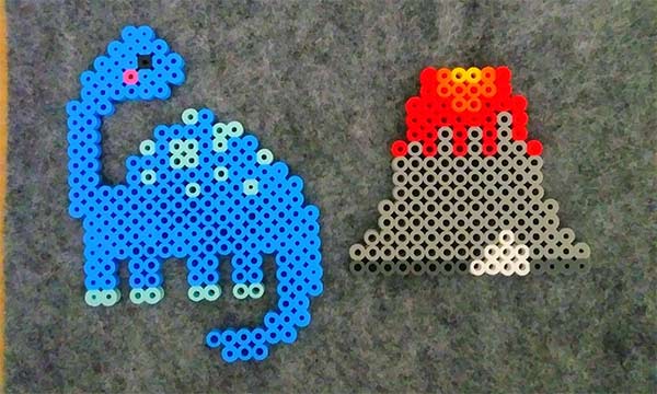 Dino and Volcano Perler Beads