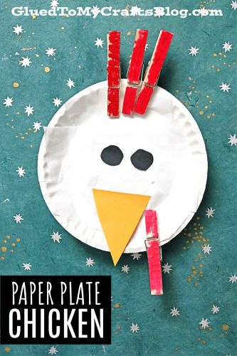 Clothespin and Paper Plate Chicken Craft