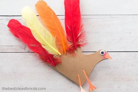 Feathery Thanksgiving Turkey Handprint Card