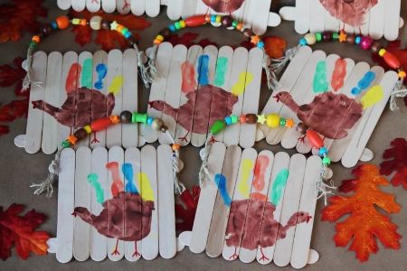 Handprint Turkey Popsicle Stick Craft