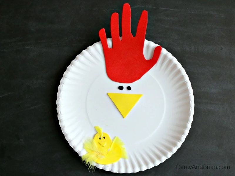 Handprint and Paper Plate Chicken Craft