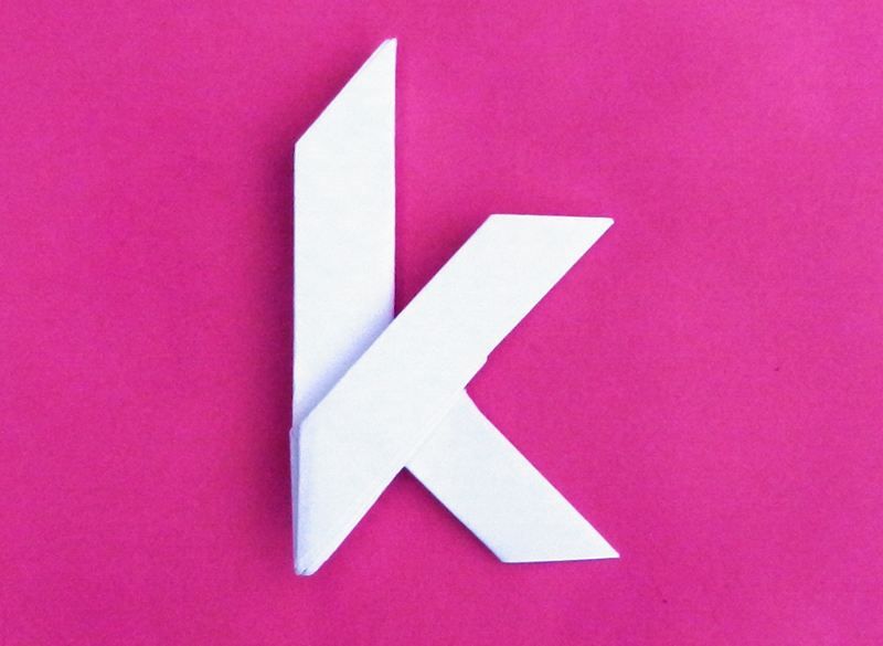Origami Lowercase Letter “k”