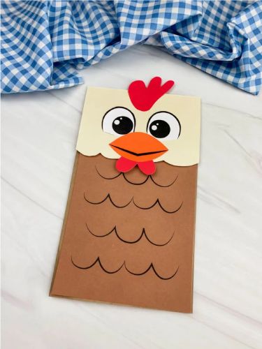 Paper Bag Puppet Chicken Craft