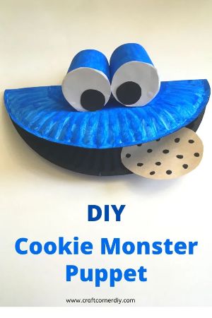 Paper Plate Cookie Monster Puppet