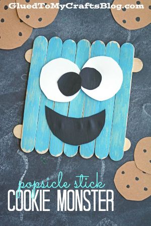 Popsicle Stick Cookie Monster Craft