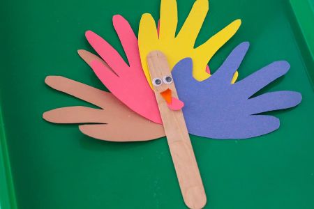 Popsicle Stick Turkey Handprint Popsicle Stick Puppet