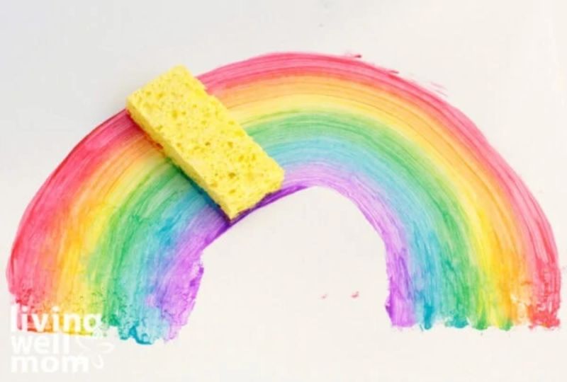 Sponge Painting Rainbow Art