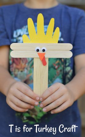 “T is for Turkey” Popsicle Stick Craft