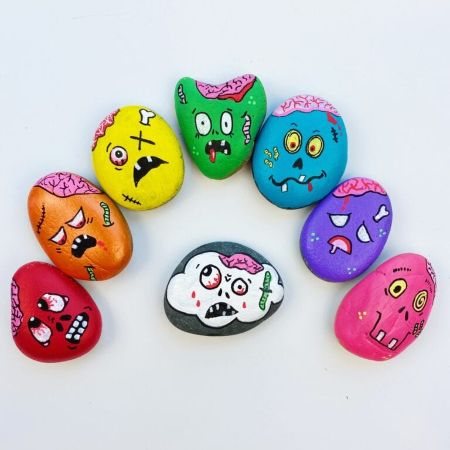 Colored Zombie Painted Rocks