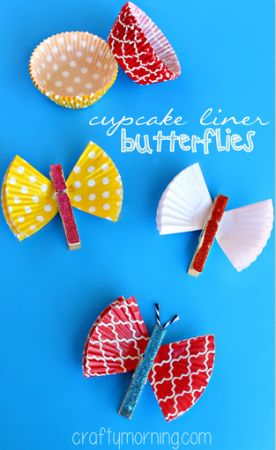 Cupcake Liner Butterfly Clothespin Craft