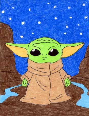 Easy Baby Yoda Drawing In Space