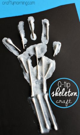 Easy Q-Tip Handprint Skeleton Craft