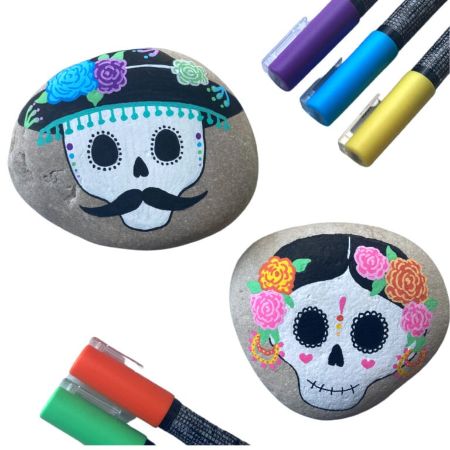 Fancy Sugar Skull Painted Rocks