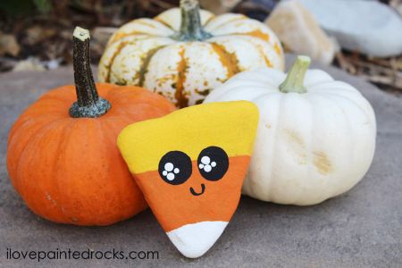 Halloween Candy Corn Painted Rock