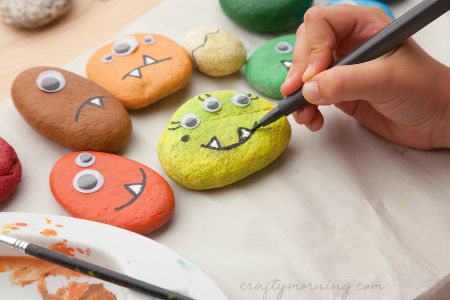 Halloween Monsters Rock Painting Idea