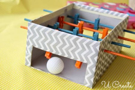 Mini Clothespin Foosball Table