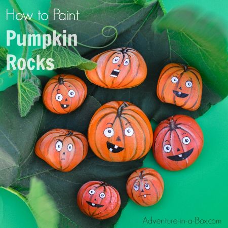 Painted Jack-O’Lantern Rocks