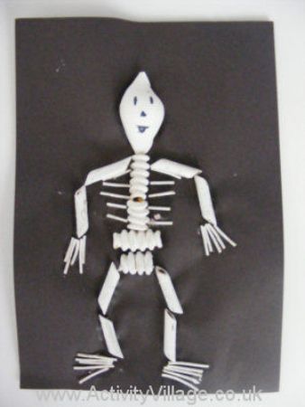 Painted Pasta Skeleton Craft