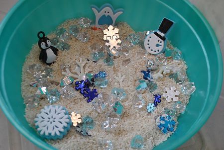 Rice Winter Sensory Bin