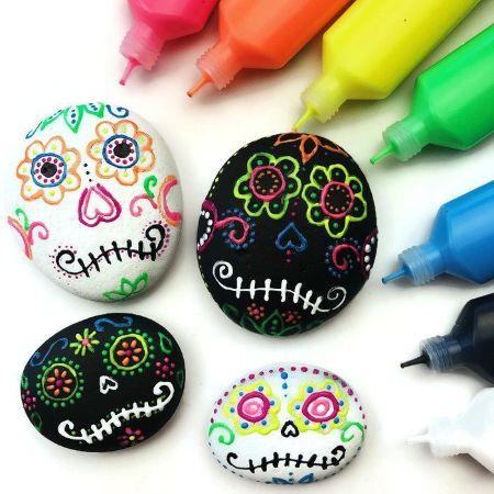 Sugar Skull Painted Rocks Craft