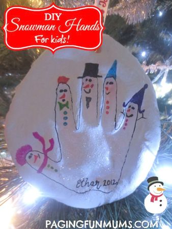 DIY Snowman Handprint Ornament for Kids