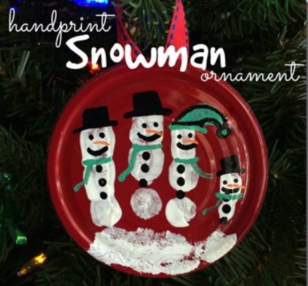 Easy Handprint Snowmen Ornament