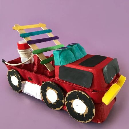 Egg Carton Fire Truck Craft