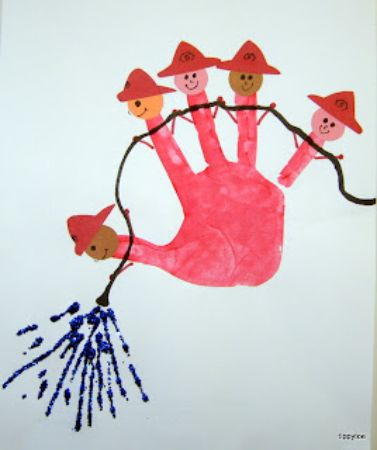 Five Little Firefighters Handprint Craft