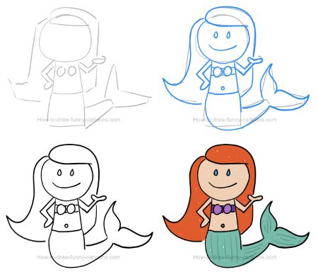 “How to Draw a Mermaid” Cartoon Drawing