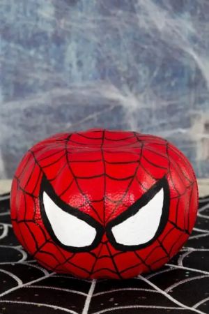 No-Carve Spider-Man Pumpkin Design