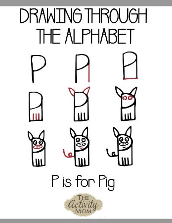 “P is for Pig” Drawing: Easy for Gradeschoolers