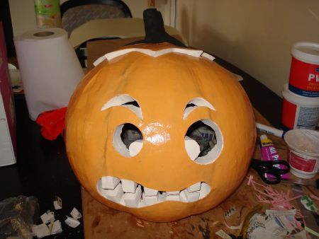 Paper-Mache Pumpkin Head Halloween Costume
