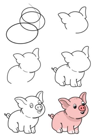 Pig Cartoon Drawing
