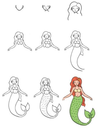 Pretty Mermaid Drawing