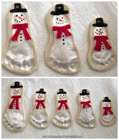Salt Dough Footprint Snowmen