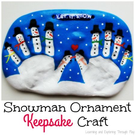 Salt Dough Snowman Handprint Keepsake