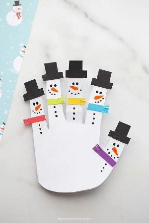 Snowman Handprint Holiday Card