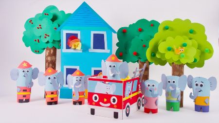 Tissue Box Fire Truck Playset Craft