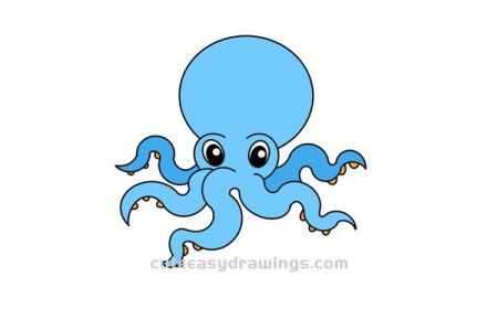 cute blue octopus drawing