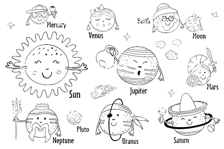 solar system drawings planets