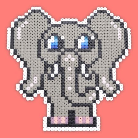 A Cartoon Elephant Perler Bead Pattern