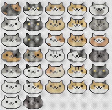 Cute Cat Perler Bead Pattern, Bead Sprites