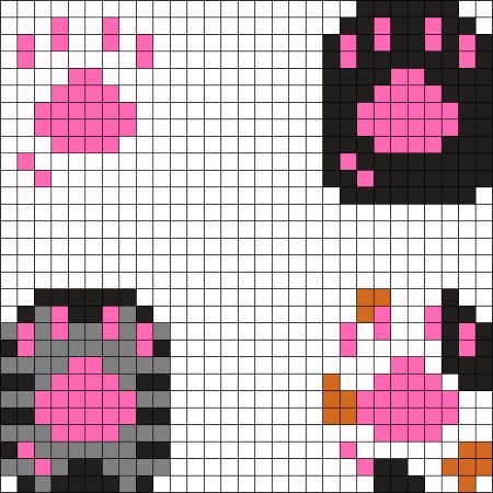 Cat Paw Perler Beads Pattern